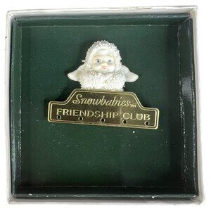 Dept 56 Snowbabies Friendship Club Pin Bisque Angel Brooch Lapel